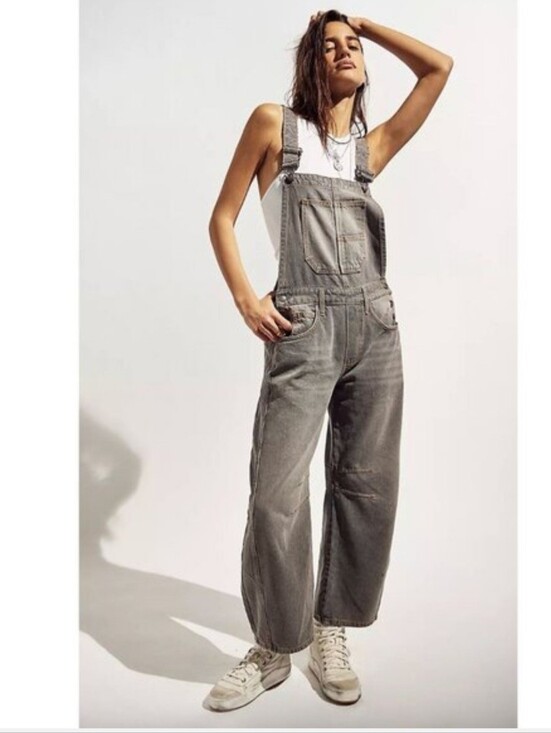 Free People Pants - We The Free People Good Luck Barrel Overalls XS Archive Grey